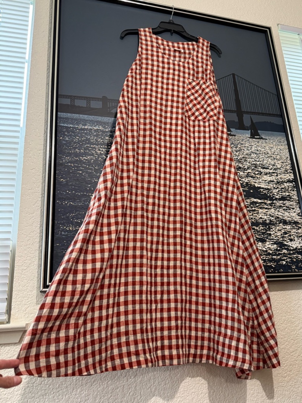 TOAST 100% Linen Gingham Maxi Swing Dress With Pockets Size S” - Picture 2 of 11